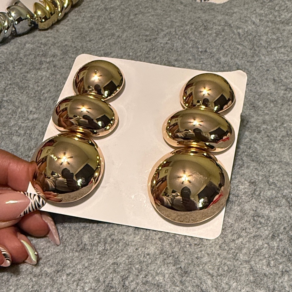 Gold Metallic Ball Earrings